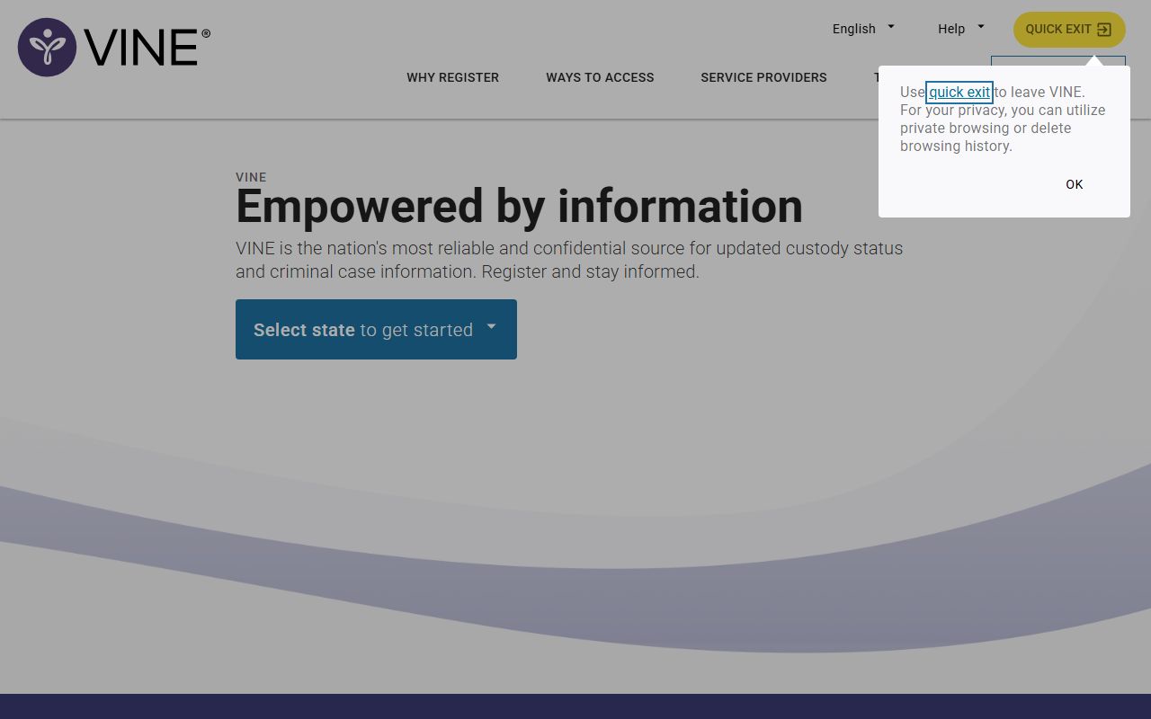 VINELink custody and release notification portal used for Larimer County